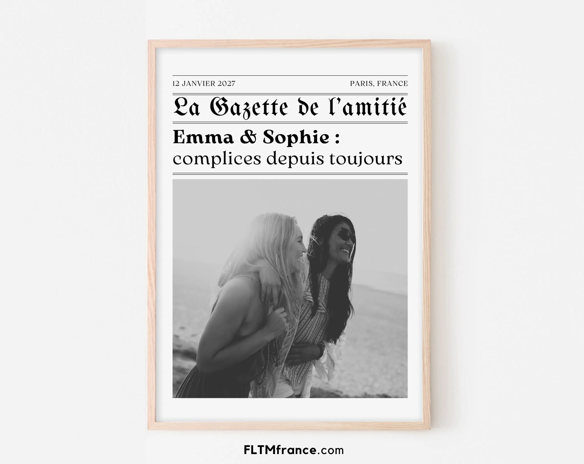 La Gazette de l’amitié - Affiche meilleure amie façon journal rétro FLTMfrance