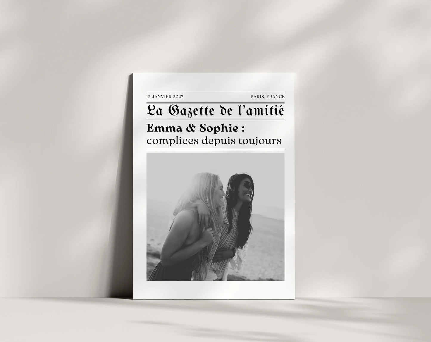 La Gazette de l’amitié - Affiche meilleure amie façon journal rétro FLTMfrance