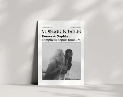 La Gazette de l’amitié - Affiche meilleure amie façon journal rétro FLTMfrance