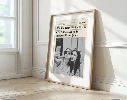 La Gazette de l’amitié - Affiche meilleure amie façon journal rétro FLTMfrance