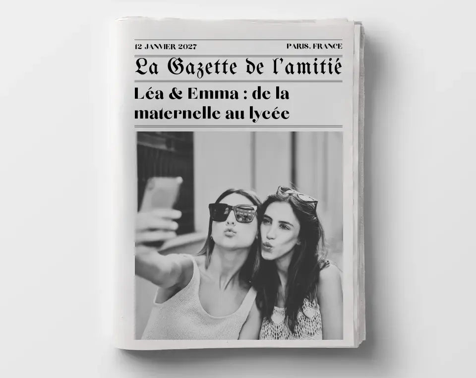 La Gazette de l’amitié - Affiche meilleure amie façon journal rétro FLTMfrance