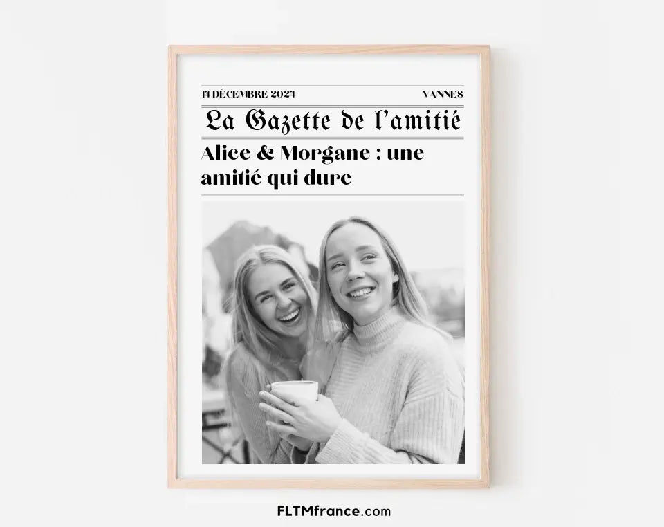 La Gazette de l’amitié - Affiche meilleure amie façon journal rétro FLTMfrance