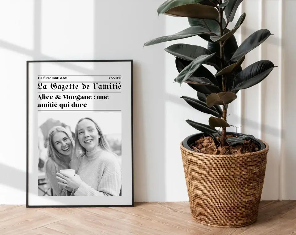 La Gazette de l’amitié - Affiche meilleure amie façon journal rétro FLTMfrance