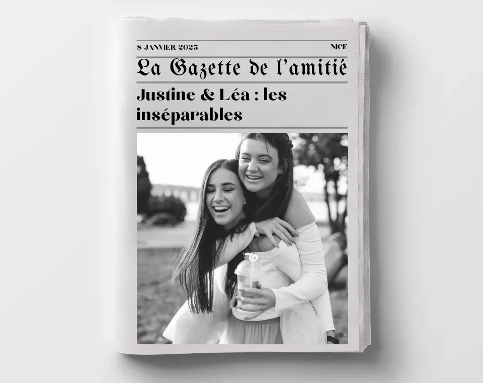 La Gazette de l'amitié - Affiche meilleure amie façon journal rétro FLTMfrance