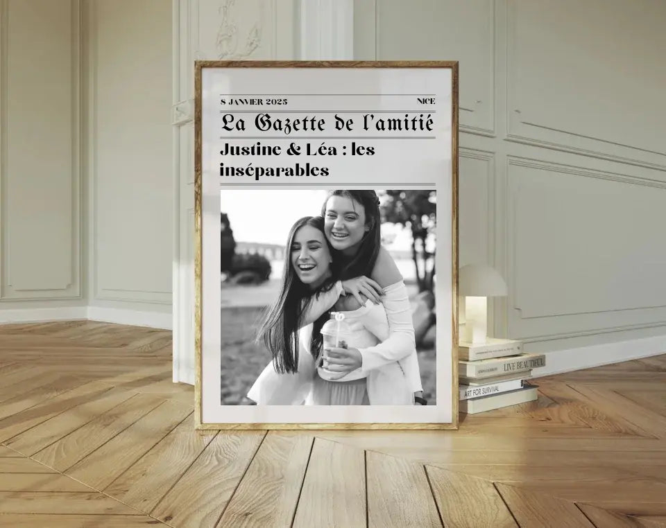 La Gazette de l'amitié - Affiche meilleure amie façon journal rétro FLTMfrance