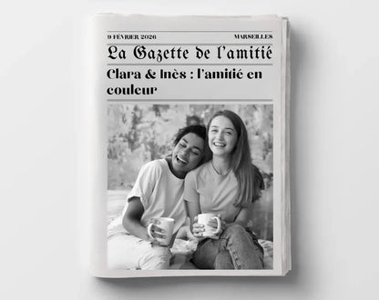 La Gazette de l'amitié - Affiche meilleure amie façon journal rétro FLTMfrance