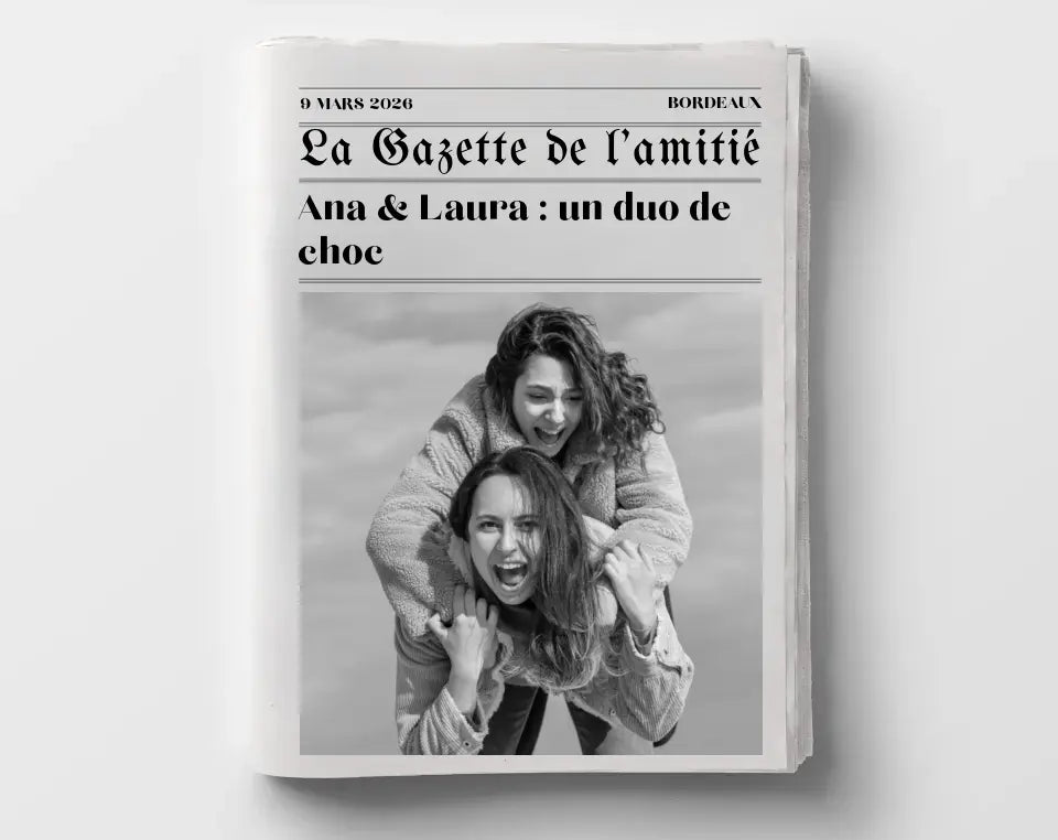 La Gazette de l'amitié - Affiche meilleure amie façon journal rétro FLTMfrance