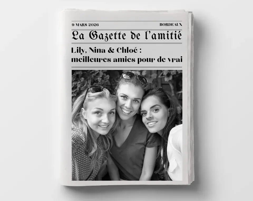 La Gazette de l'amitié - Affiche meilleure amie façon journal rétro FLTMfrance