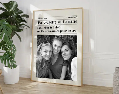 La Gazette de l'amitié - Affiche meilleure amie façon journal rétro FLTMfrance