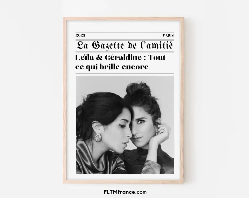 La Gazette de l'amitié - Affiche meilleure amie façon journal rétro FLTMfrance