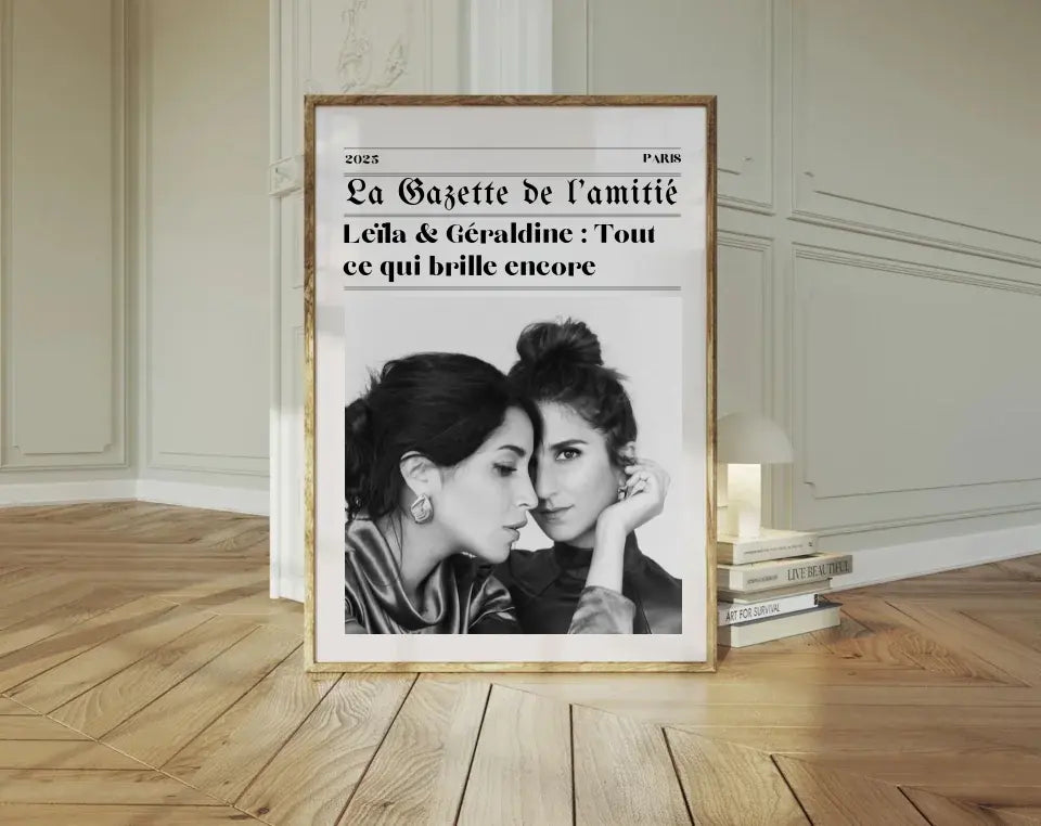 La Gazette de l'amitié - Affiche meilleure amie façon journal rétro FLTMfrance