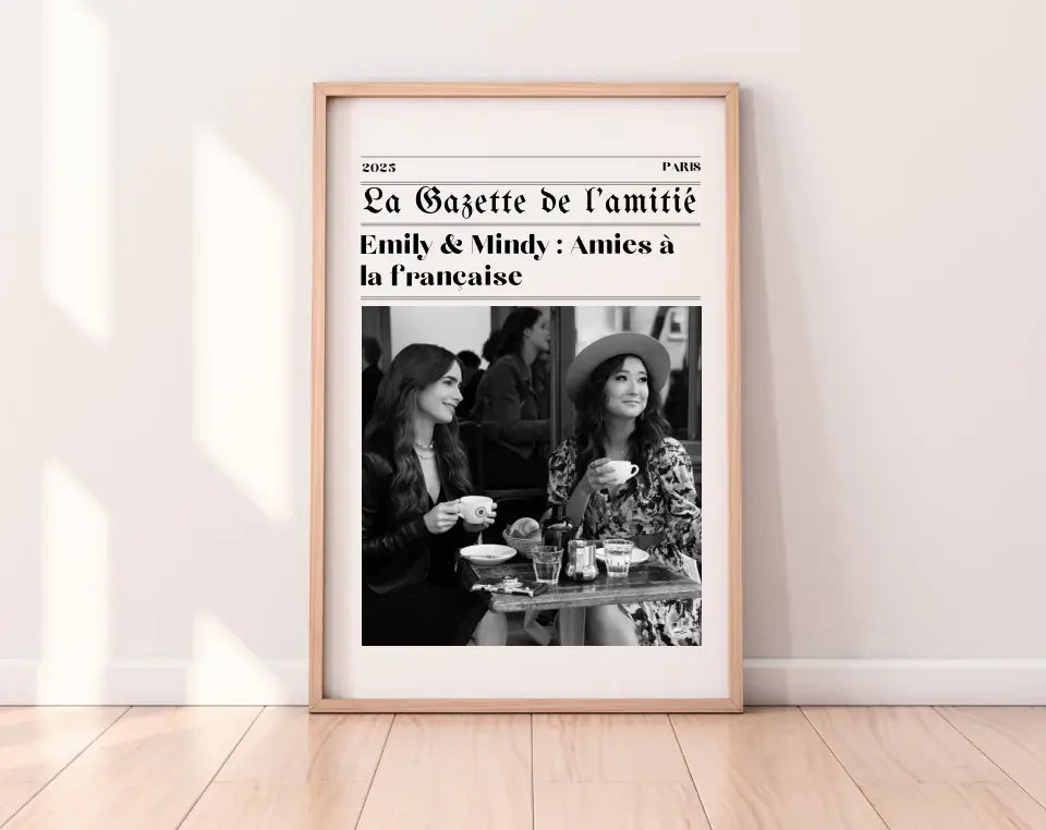 La Gazette de l'amitié - Affiche meilleure amie façon journal rétro FLTMfrance