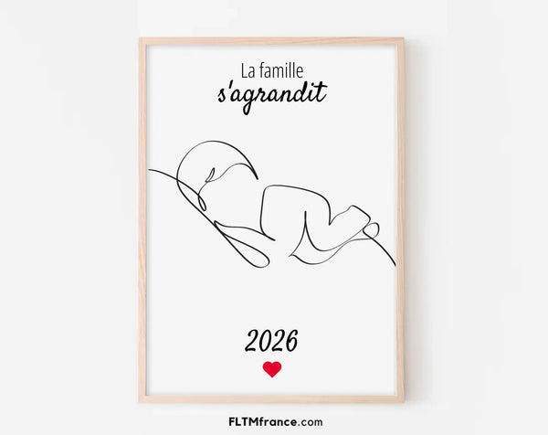 Affiche La famille s'agrandit personnalisée - Annonce grossesse