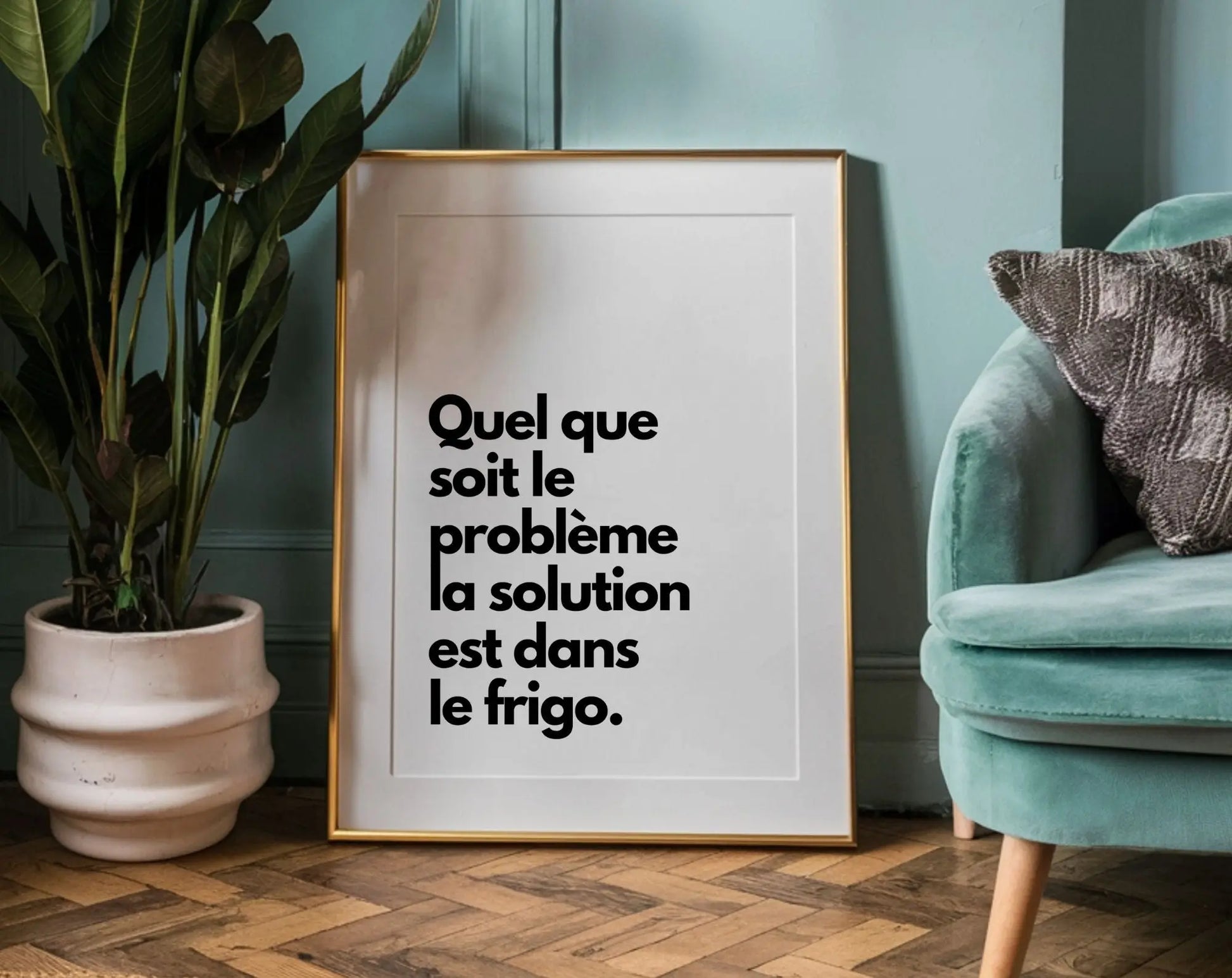 La solution est dans le frigo - Affiche humour cuisine FLTMfrance