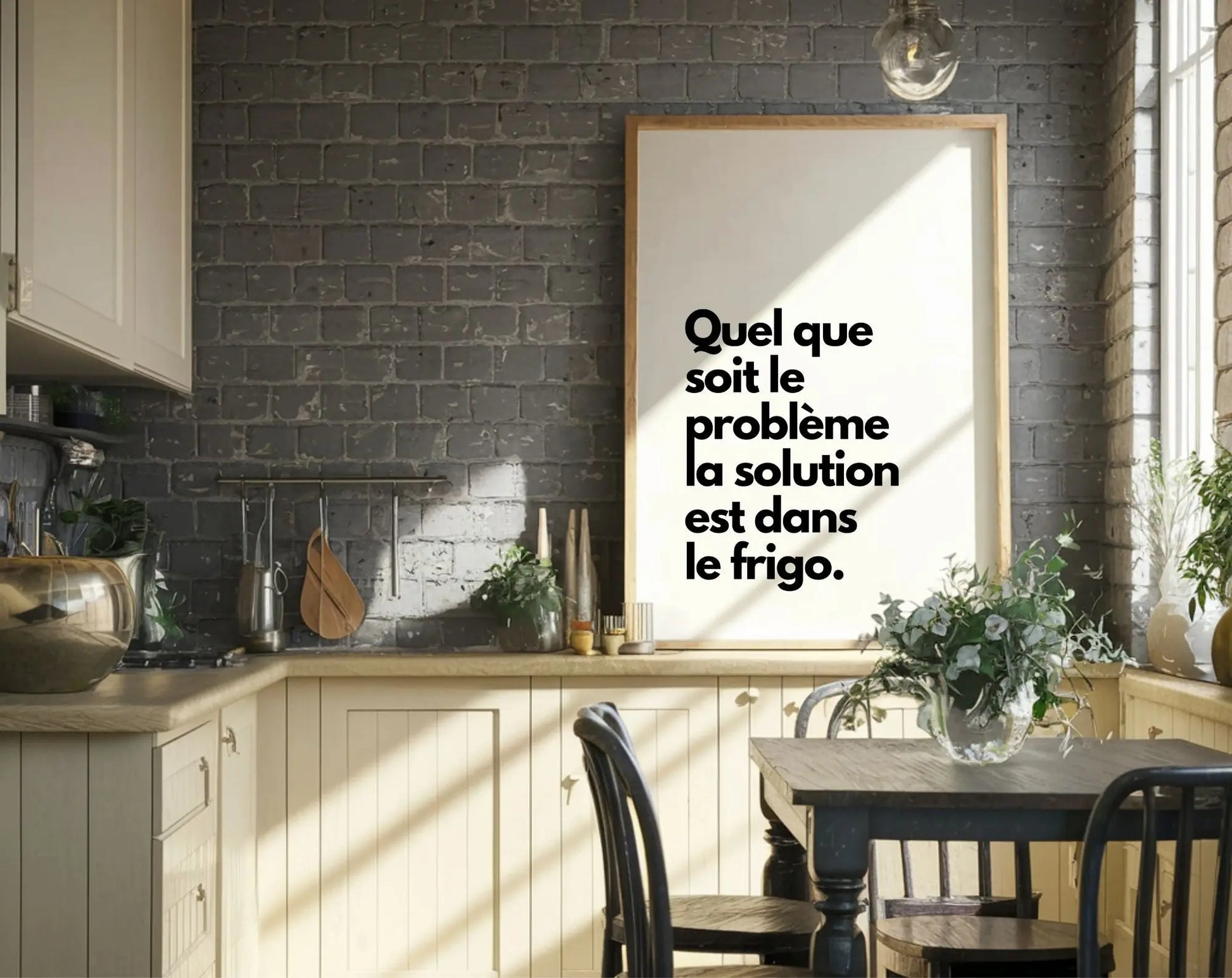 La solution est dans le frigo - Affiche humour cuisine FLTMfrance