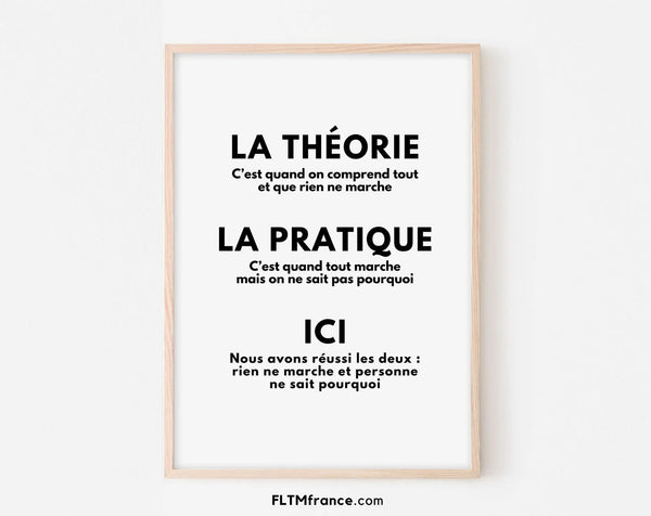 Affiche bureau La Théorie et la pratique – Humour au travail