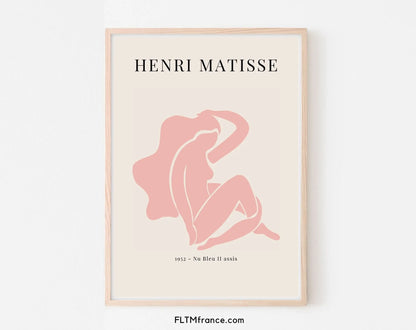 Lot de 3 affiches style Henri Matisse Rose corail - Affiche de musée FLTMfrance