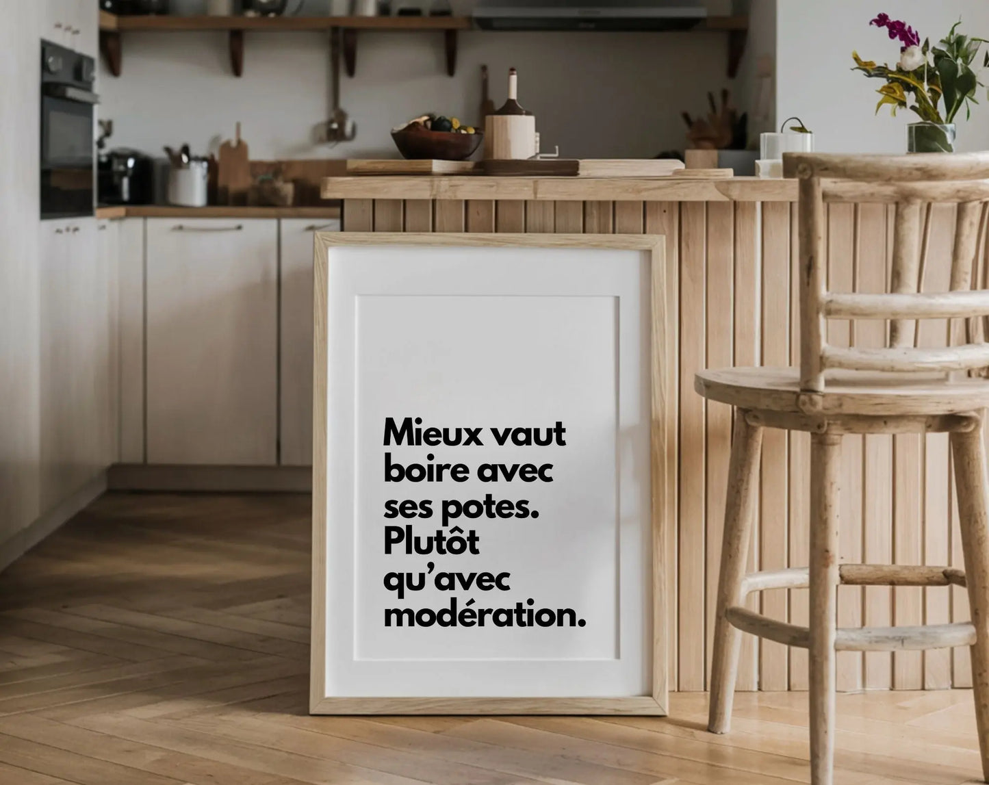 Mieux vaut boire avec ses potes - Affiche citation humour FLTMfrance