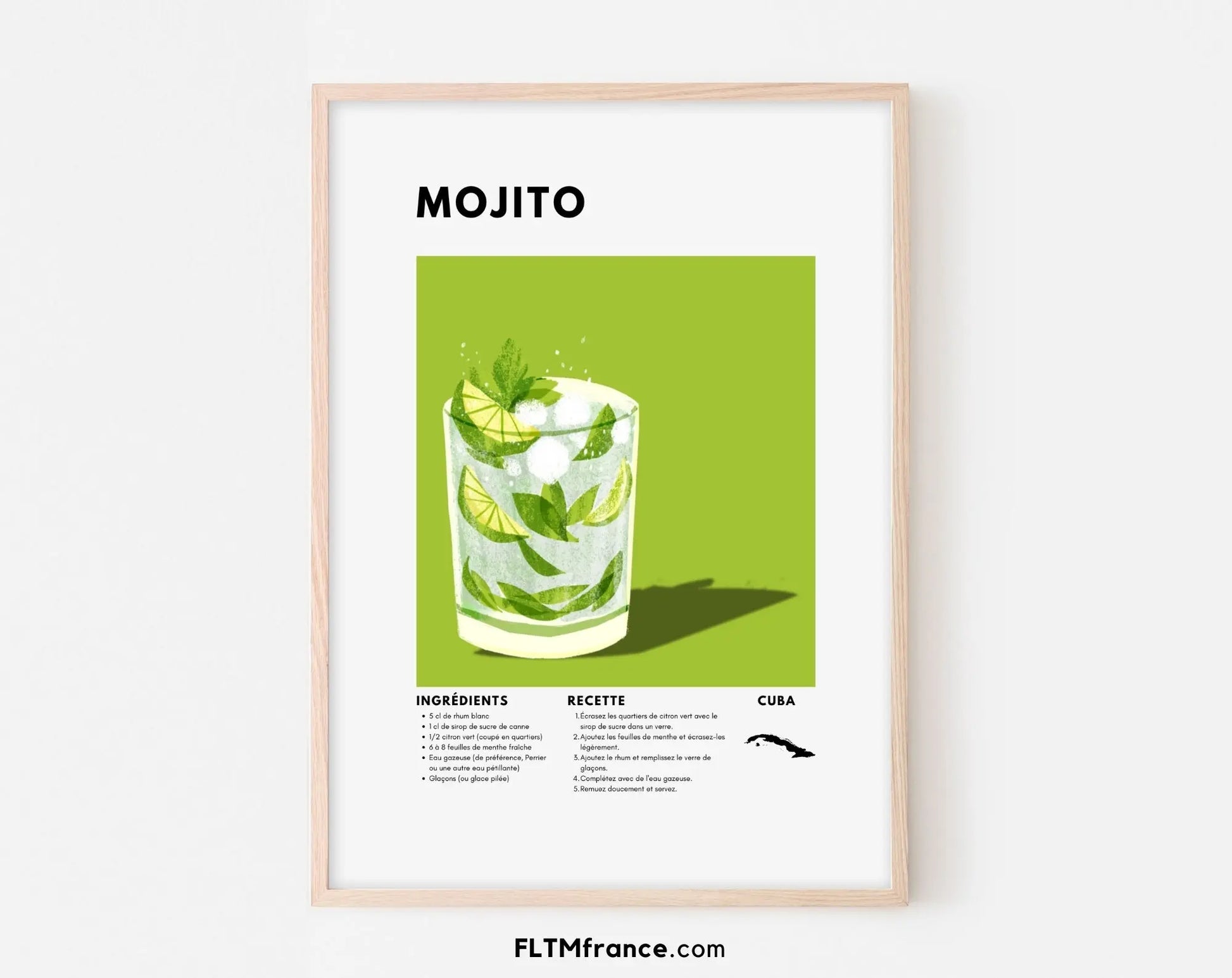 Mojito - Affiche recette de cocktail FLTMfrance