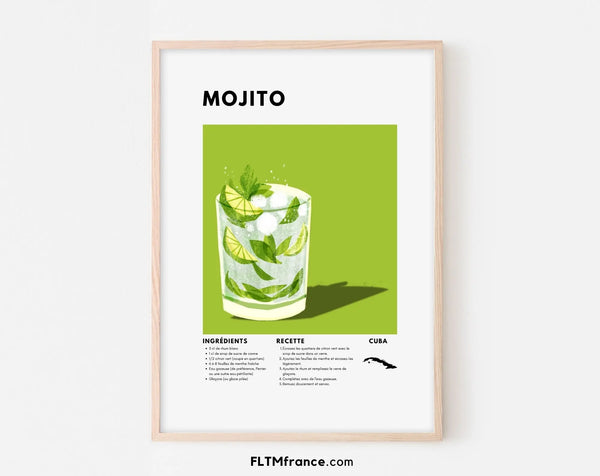 Affiche Mojito - Affiche recette de cocktail