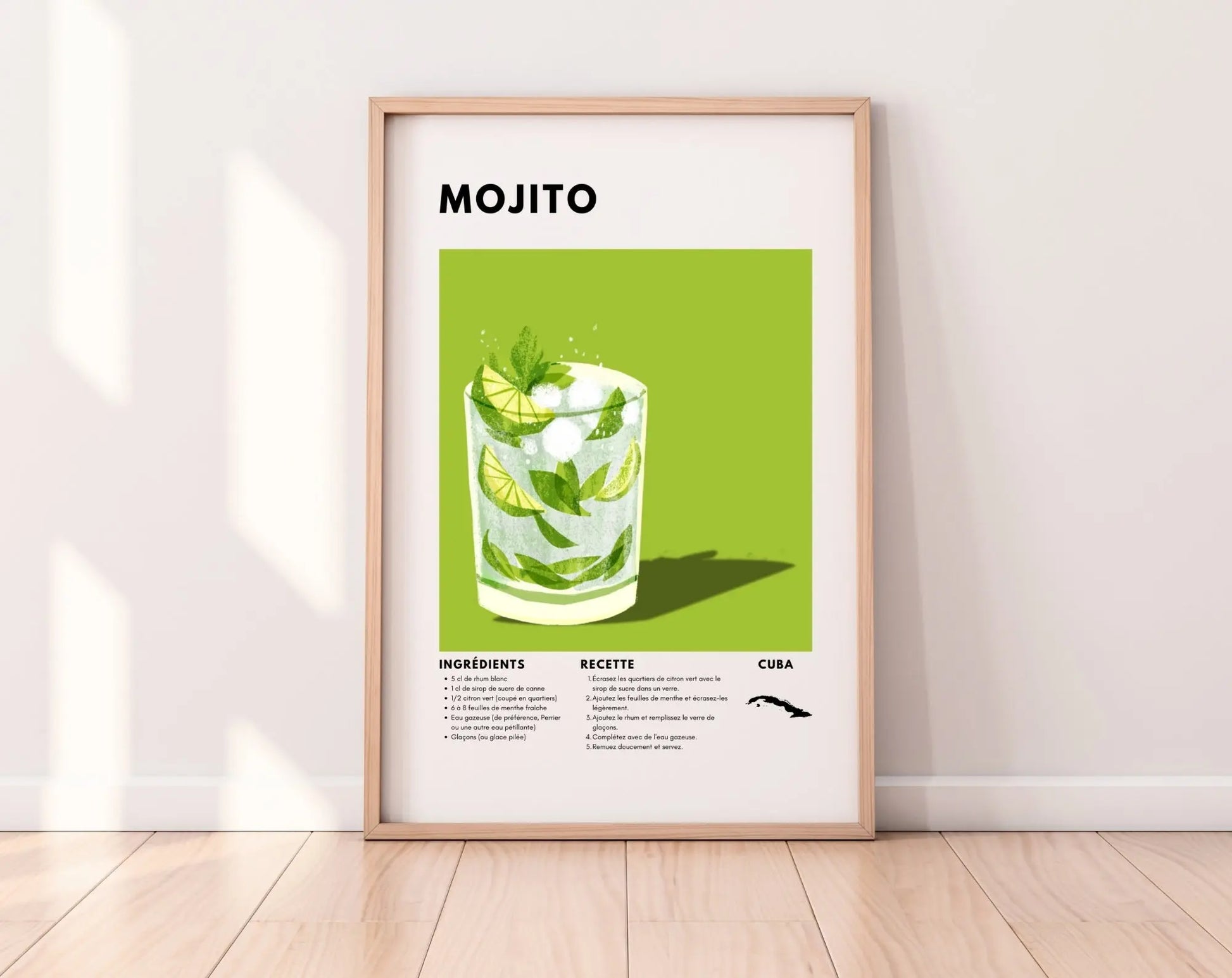 Mojito - Affiche recette de cocktail FLTMfrance