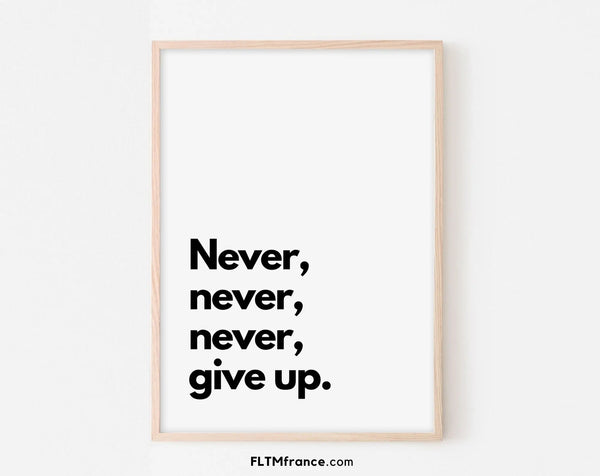 Never give up - Affiche citation