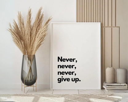 Never give up - Affiche citation FLTMfrance