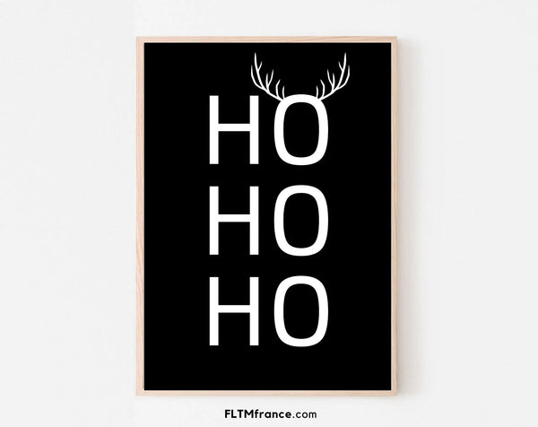 Oh oh oh affiche minimaliste de noël - Déco de Noël noir et blanc