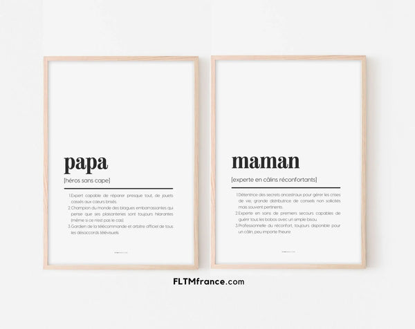 Affiches définition papa et maman - Affiche définition humour famille