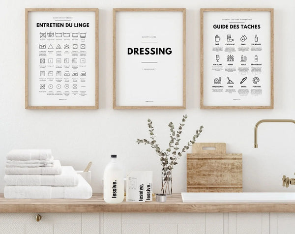 Pack 3 affiches dressing - Affiche buanderie