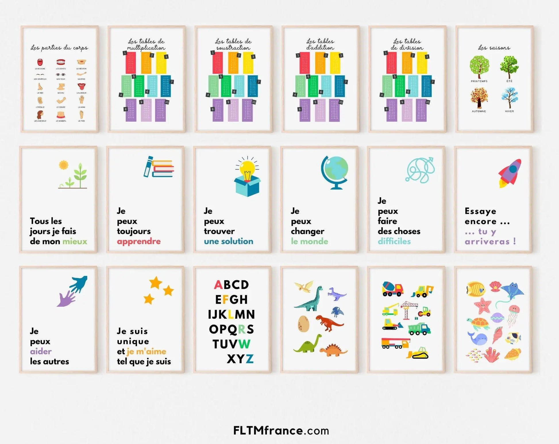 Pack de 24 affiches pédagogiques - Poster éducatif Montessori FLTMfrance