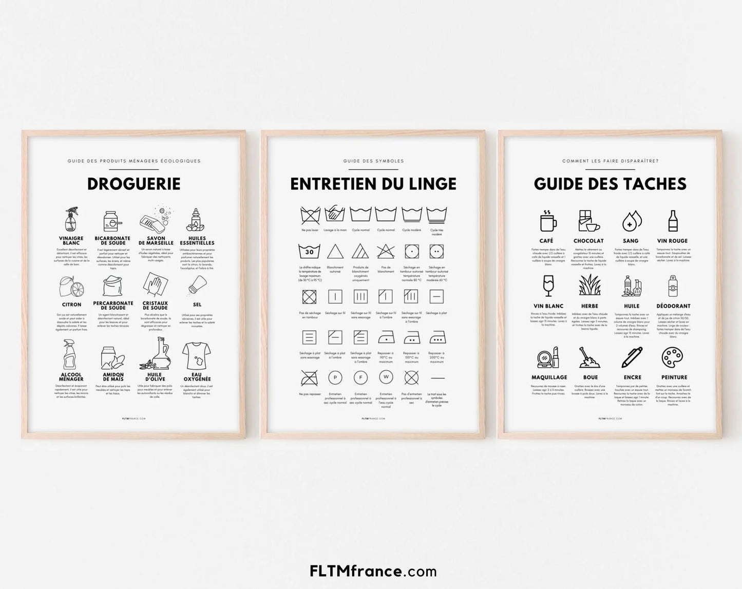 Pack de 3 affiches pour buanderie FLTMfrance