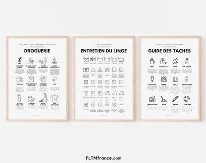 Pack de 3 affiches pour buanderie FLTMfrance