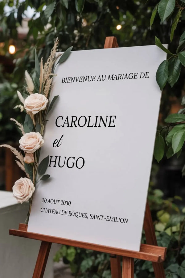 Panneau de bienvenue mariage rectangulaire personnalisé