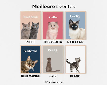 Portrait de chat personnalisé - Affiche animaux de compagnie FLTMfrance