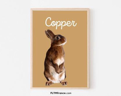 Portrait de lapin personnalisé - Affiche animaux de compagnie FLTMfrance