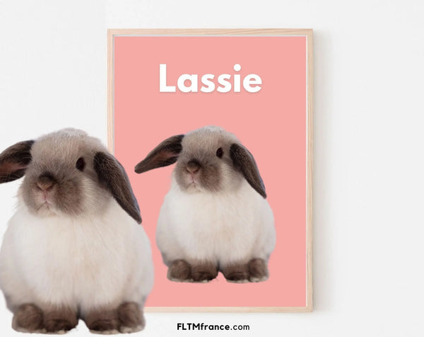 Portrait de lapin personnalisé - Affiche animaux de compagnie