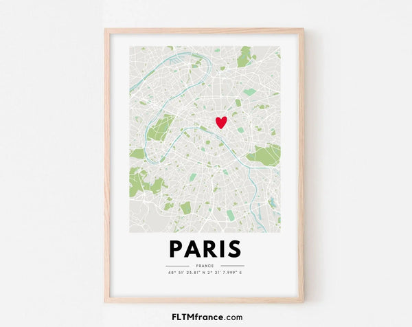 Affiche carte de ville personnalisée