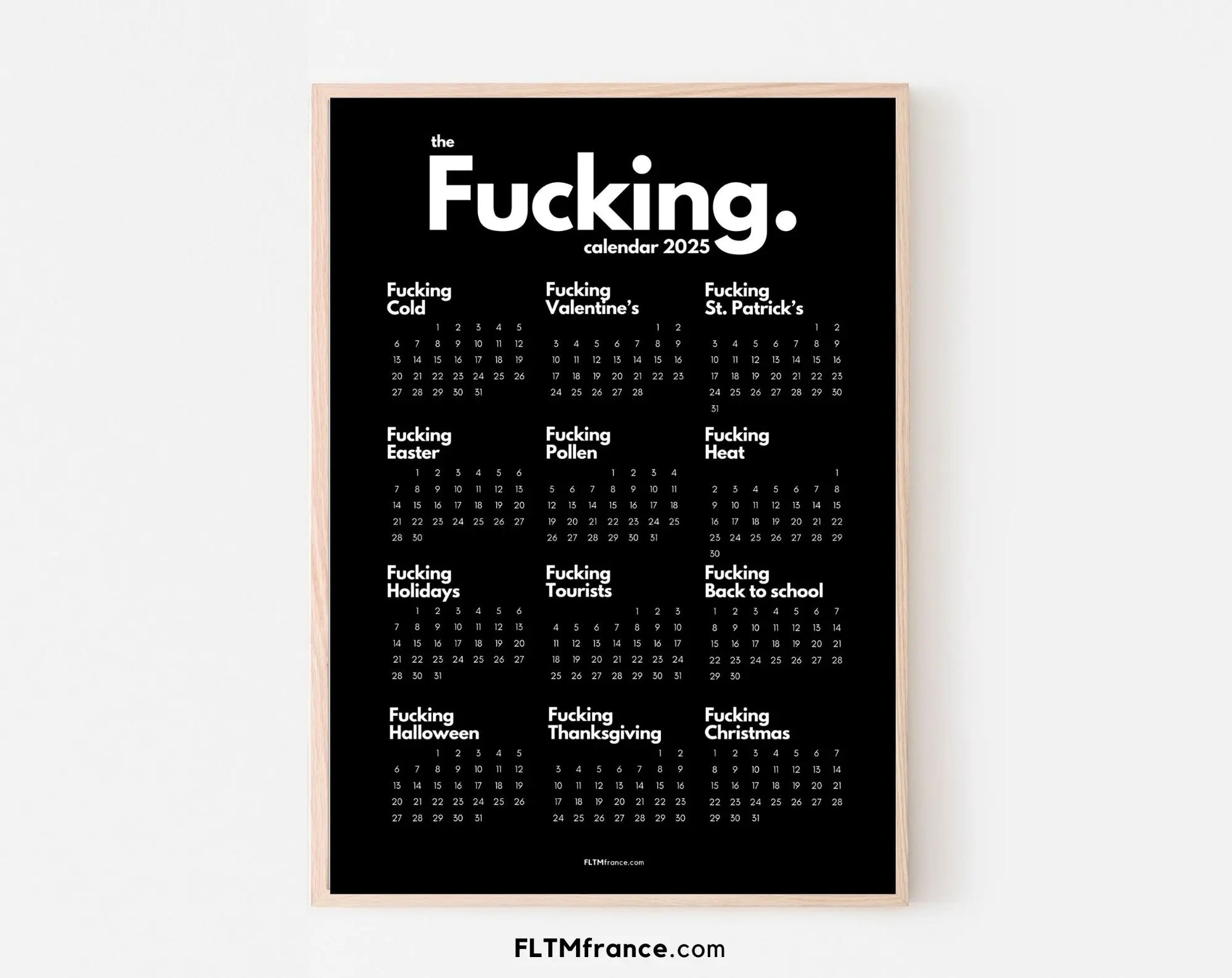 The Fucking Black Calendar 2025 - Calendrier Putain en anglais FLTMfrance