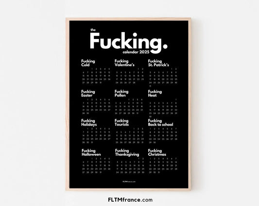 The Fucking Black Calendar 2025 - Calendrier Putain en anglais FLTMfrance