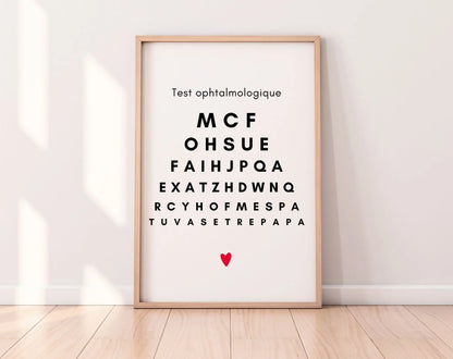 Tu vas être papa - Affiche test ophtalmologique - Annonce grossesse papa originale FLTMfrance