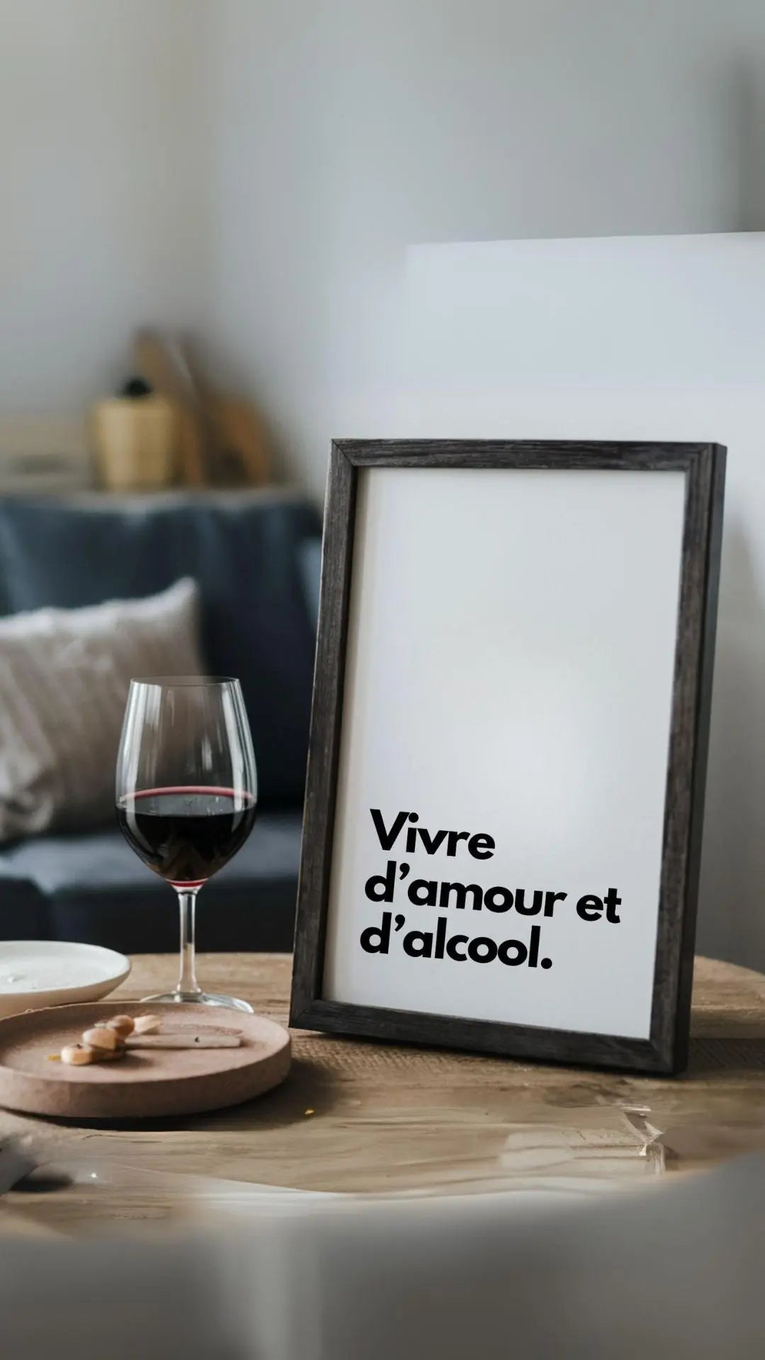 Vivre d'amour et d'alcool - Affiche humour citation alcool FLTMfrance