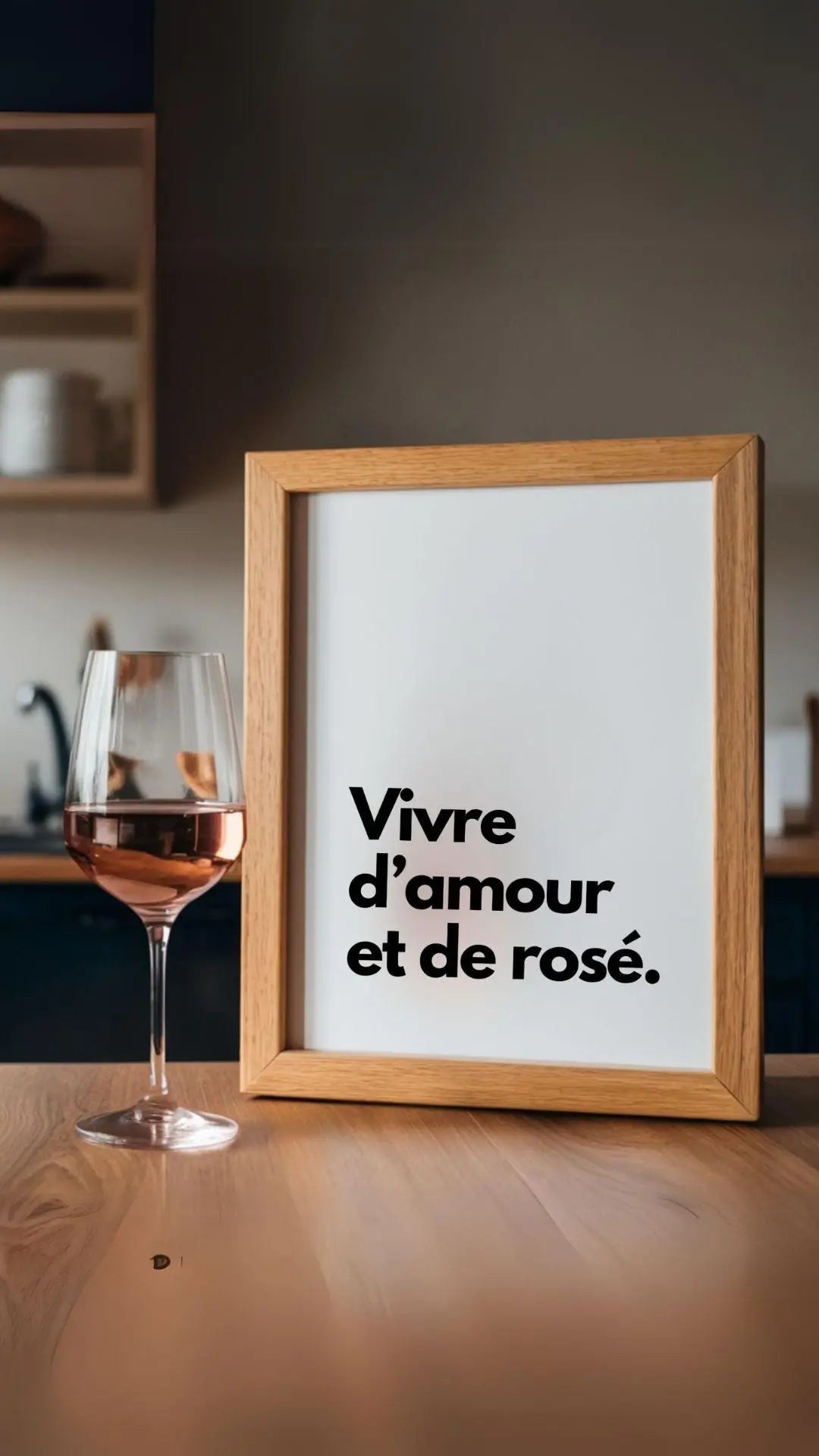 Humour Rose Vivre d'amour et de rosé - Affiche humour citation | FLTM