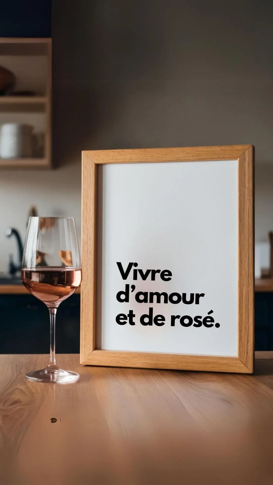 Vivre d'amour et de rosé - Affiche humour citation alcool FLTMfrance