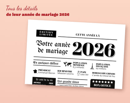 Détail de l'affiche année de mariage 2026 : chiffres clés, président, pape, horoscope