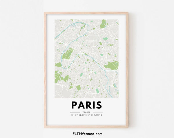 Affiche carte Paris - Villes de France