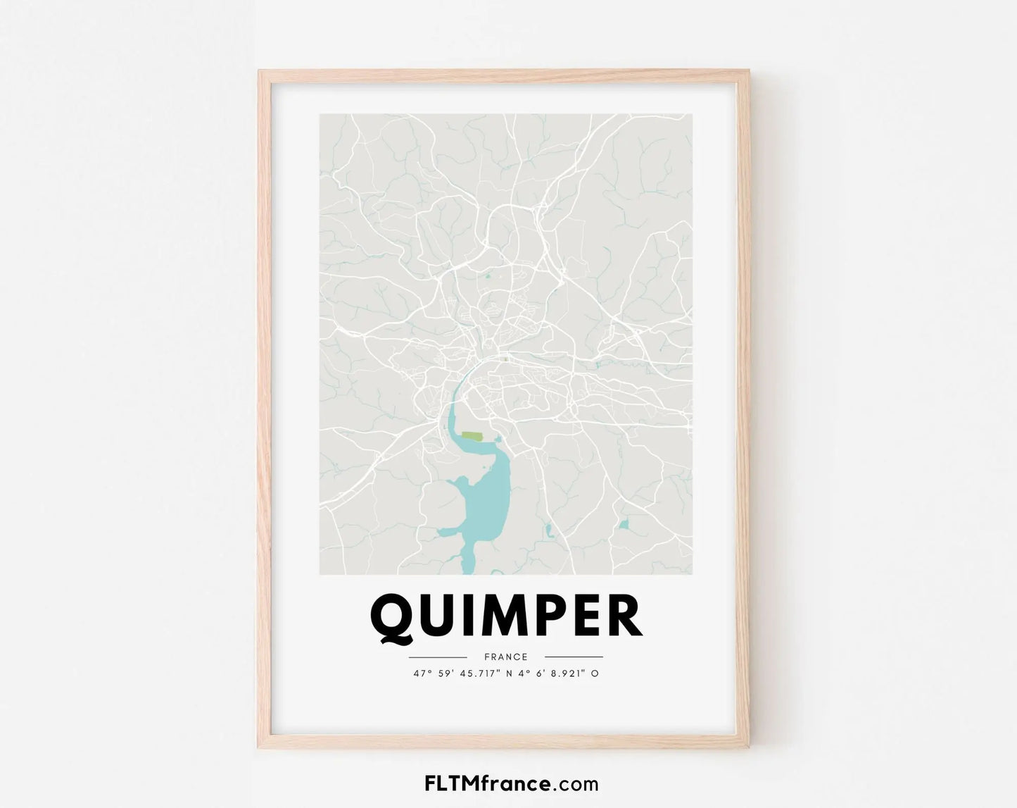 Affiche carte Quimper - Villes de France FLTMfrance