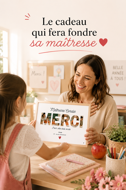 Affiche Merci Maîtresse personnalisée avec photos