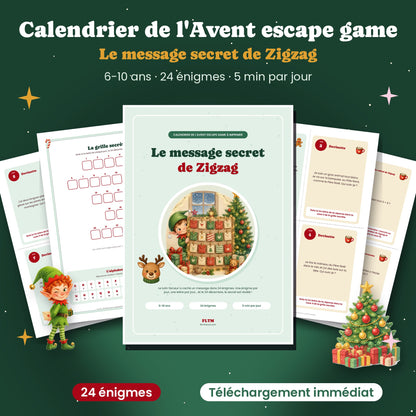 Calendrier de l'Avent escape game à imprimer Le message secret de Zigzag FLTM