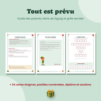 Grille secrète, pastilles numérotées et diplôme du calendrier de l'Avent